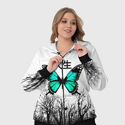 Женский 3D-костюм С бабочкой на фоне японского иероглифа, цвет: 3D-черный — фото 2