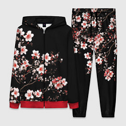 Женский 3D-костюм Цветущая сакура - белые и красные, цвет: 3D-красный