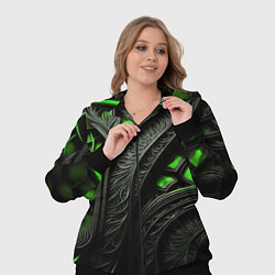 Женский 3D-костюм Green black abstract, цвет: 3D-черный — фото 2
