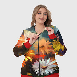 Женский 3D-костюм Маслянные ромашки, цвет: 3D-красный — фото 2