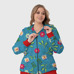 Женский 3D-костюм Цветы и зеленые веточки, цвет: 3D-красный — фото 2