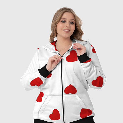 Женский костюм Красные сердечки на белом / 3D-Черный – фото 3