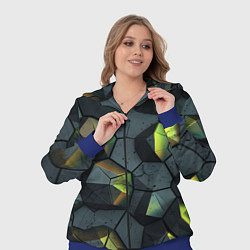 Женский 3D-костюм Черная текстура с зелеными камнями, цвет: 3D-синий — фото 2