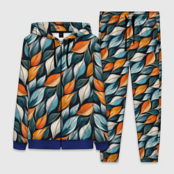 Женский 3D-костюм Узор из листьев поздняя осень, цвет: 3D-синий