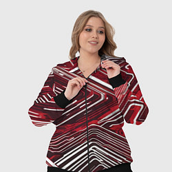 Женский 3D-костюм Кибер линии красный-белый, цвет: 3D-черный — фото 2