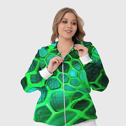 Женский 3D-костюм Зеленые неоновые соты, цвет: 3D-белый — фото 2