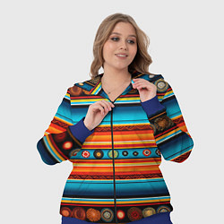 Женский 3D-костюм Этнический узор в горизонтальную полоску, цвет: 3D-синий — фото 2