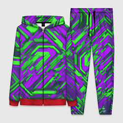 Женский 3D-костюм Кибкрпанк полосы фиолетовые и зелёные, цвет: 3D-красный