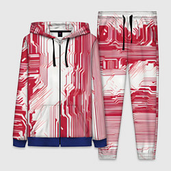 Женский 3D-костюм Красные линии на белом фоне киберпанк, цвет: 3D-синий