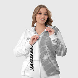 Женский 3D-костюм Jaguar speed на светлом фоне со следами шин по-вер, цвет: 3D-белый — фото 2