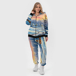 Женский 3D-костюм Новогодний пейзаж зимний, цвет: 3D-черный — фото 2