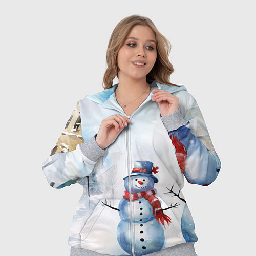 Женский костюм Новогодний день со снеговиком / 3D-Меланж – фото 3