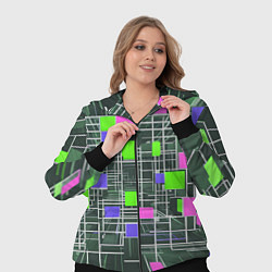 Женский 3D-костюм Белые полосы и разноцветные квадраты, цвет: 3D-черный — фото 2