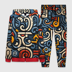 Женский 3D-костюм Абстрактный цветной паттерн в славянском стиле, цвет: 3D-красный