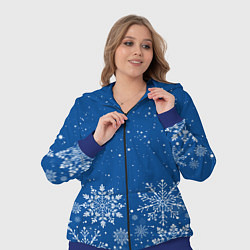 Женский 3D-костюм Текстура снежинок на синем фоне, цвет: 3D-синий — фото 2