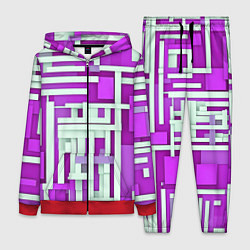 Женский 3D-костюм Полосы на фиолетовом фоне, цвет: 3D-красный