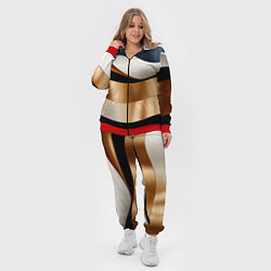 Женский 3D-костюм Золотистые вставки абстракции, цвет: 3D-красный — фото 2