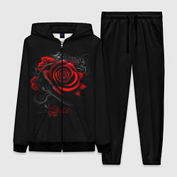 Женский 3D-костюм Алая роза, цвет: 3D-черный
