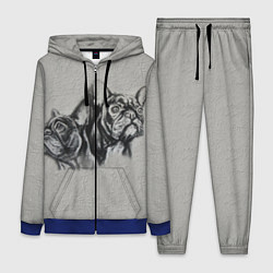 Женский 3D-костюм Французские бульдоги пара, цвет: 3D-синий