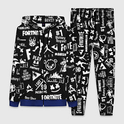 Женский 3D-костюм Fortnite alllogo black, цвет: 3D-синий