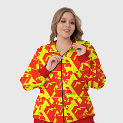 Женский 3D-костюм Красные фигуры на жёлтом фоне, цвет: 3D-красный — фото 2