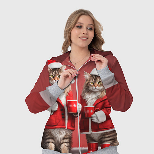 Женский костюм С новым котом - два кота в костюмах Санты / 3D-Меланж – фото 3