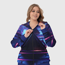 Женский 3D-костюм Неоновый абстрактный треугольник, цвет: 3D-синий — фото 2