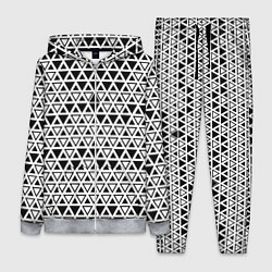 Женский 3D-костюм Треугольники чёрные и белые, цвет: 3D-меланж