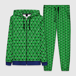 Женский 3D-костюм Зелёные и чёрные треугольники, цвет: 3D-синий