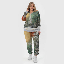 Женский 3D-костюм Большая луна и новогодний лес, цвет: 3D-меланж — фото 2