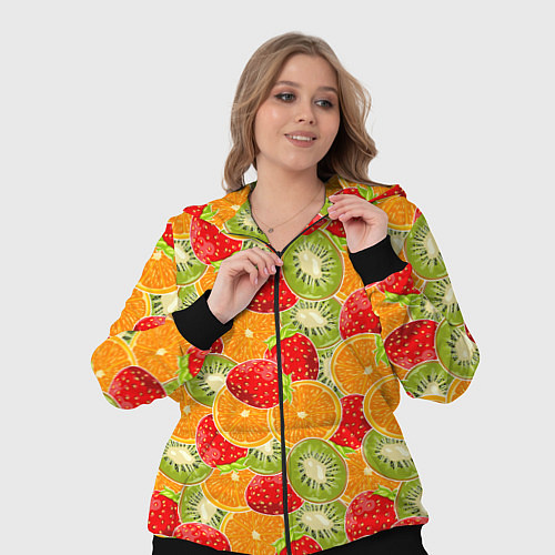 Женский костюм Сочные фрукты и ягоды / 3D-Черный – фото 3