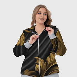 Женский 3D-костюм Лепнина золотые узоры на черной ткани, цвет: 3D-меланж — фото 2