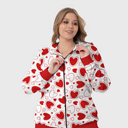 Женский 3D-костюм Красные сердечки на белом фоне, цвет: 3D-красный — фото 2
