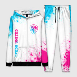 Женский 3D-костюм Leeds United neon gradient style вертикально, цвет: 3D-черный