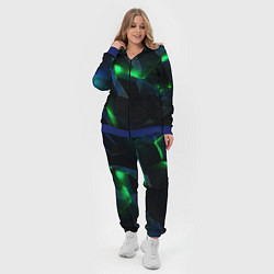 Женский 3D-костюм Объемная геометрическая зеленая неоновая абстракци, цвет: 3D-синий — фото 2