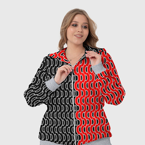 Женский костюм Чёрно-красный паттерн с белой обводкой / 3D-Меланж – фото 3