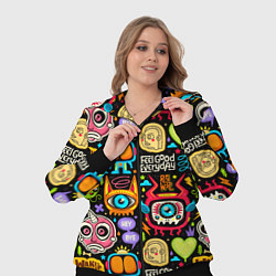 Женский 3D-костюм Feel good every day motivation monsters pattern, цвет: 3D-черный — фото 2
