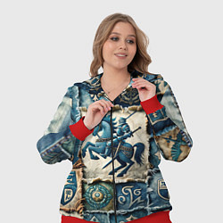 Женский 3D-костюм Рыцарь на пэчворк дениме, цвет: 3D-красный — фото 2