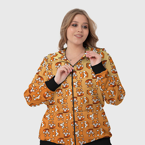 Женский костюм Паттерн из милых лисят / 3D-Черный – фото 3