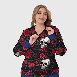Женский 3D-костюм Черепа с алыми розами, цвет: 3D-синий — фото 2