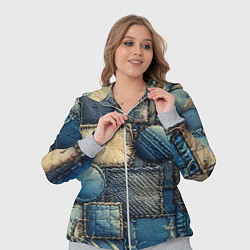 Женский 3D-костюм Denim patchwork - ai art, цвет: 3D-меланж — фото 2