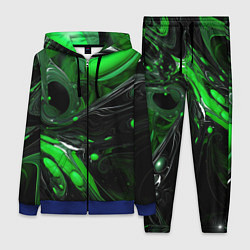 Женский 3D-костюм Green dark abstract geometry style, цвет: 3D-синий