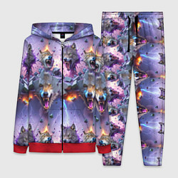 Женский 3D-костюм Волки и молнии, цвет: 3D-красный