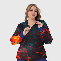 Женский 3D-костюм Темная абстракция с разломом красных плит, цвет: 3D-синий — фото 2