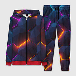 Женский 3D-костюм Неоновая яркая геометрическая абстракция со светом, цвет: 3D-красный