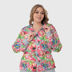Женский 3D-костюм Синицы и маки на розовом, цвет: 3D-меланж — фото 2