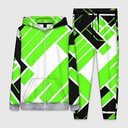 Женский 3D-костюм Зелёные широкие линии на белом фоне, цвет: 3D-меланж