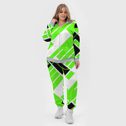 Женский 3D-костюм Зелёные широкие линии на белом фоне, цвет: 3D-меланж — фото 2