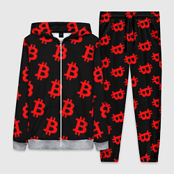 Женский 3D-костюм Bitcoin red logo money, цвет: 3D-меланж