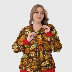 Женский 3D-костюм Африканские маски - паттерн, цвет: 3D-красный — фото 2